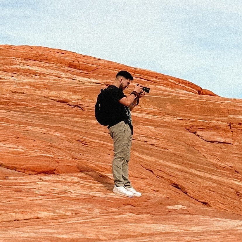 Shane Danahy of Danahy Photography, shooting on red rock in the desert